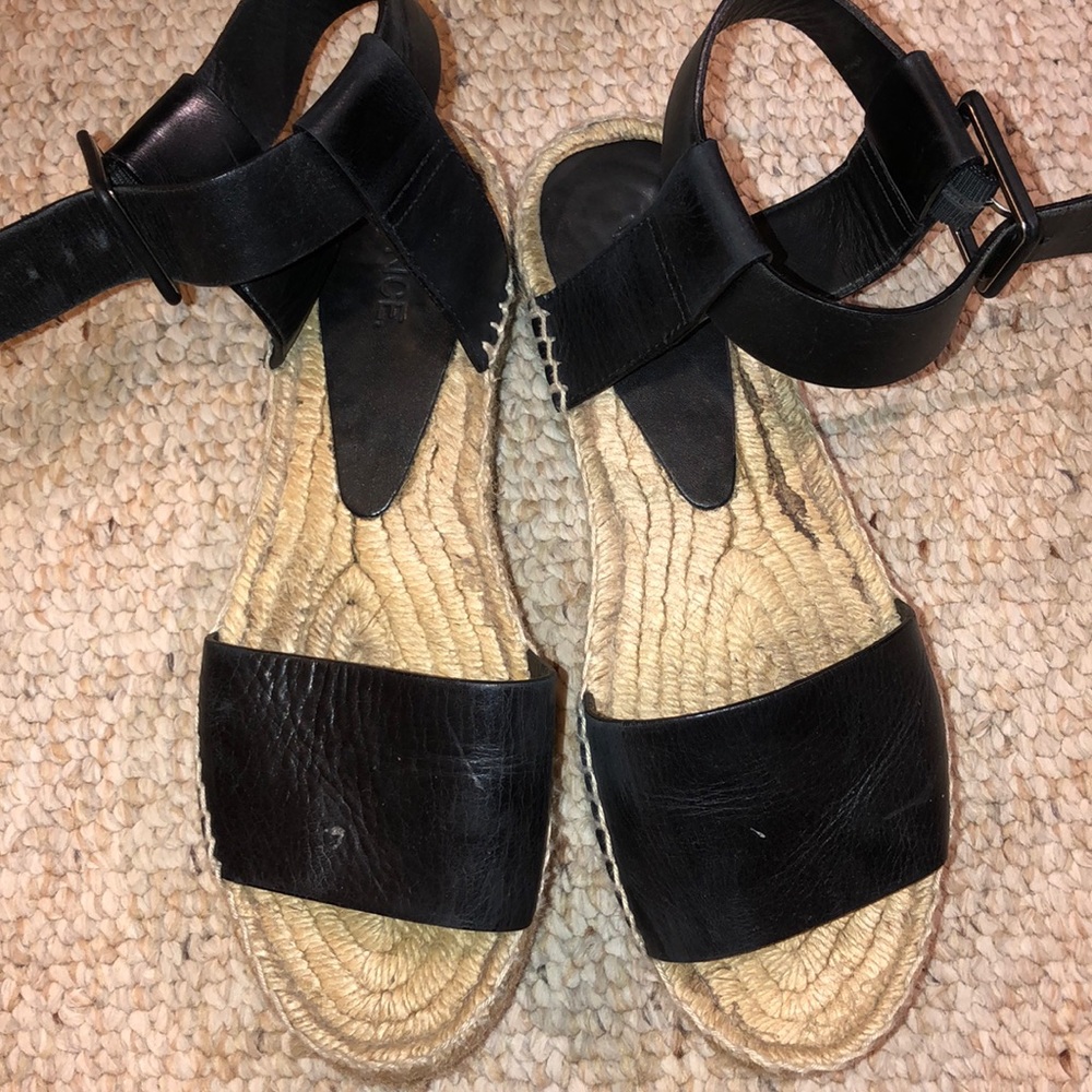 Black leather espadrille sandal Vince